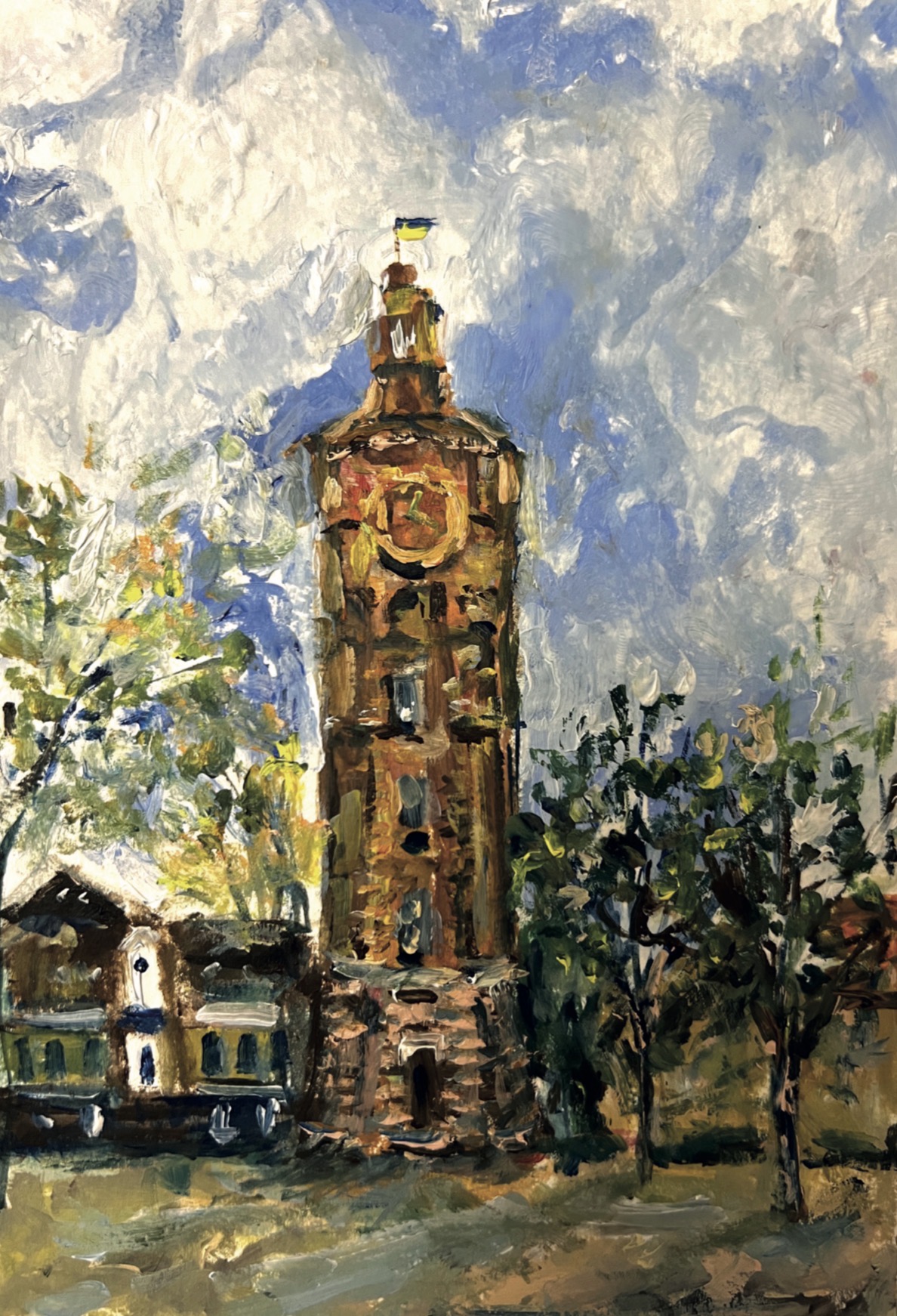 Vinnytsia Tower painting by Ukrainian artist Marina Stognieva